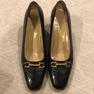 Salvatore Ferragamo Black Chunky Heels